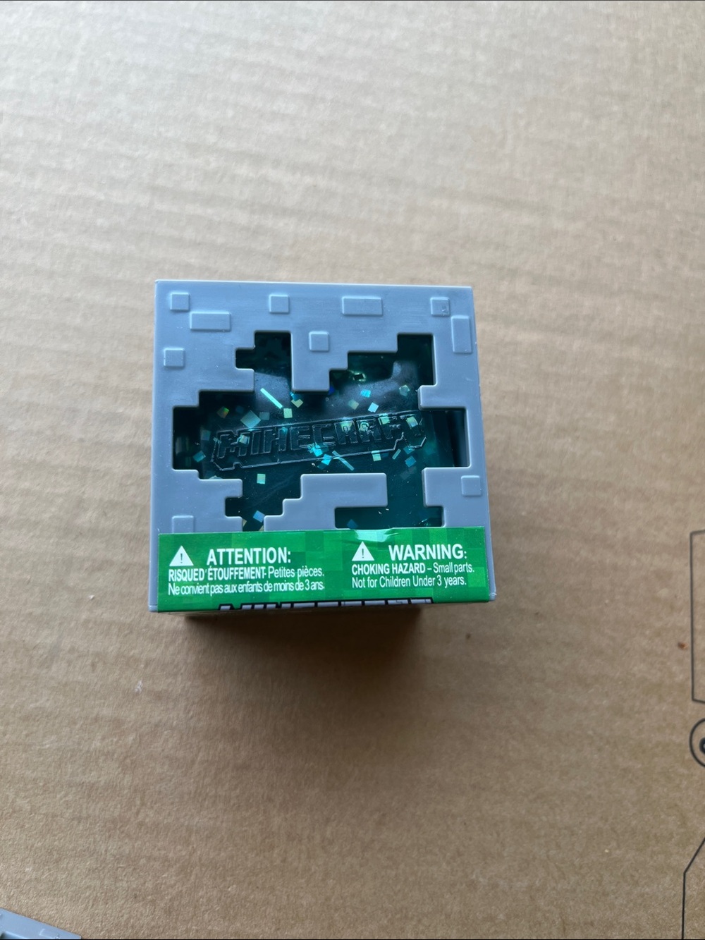 Minecraft Cube Toy with Green Glitter Interior